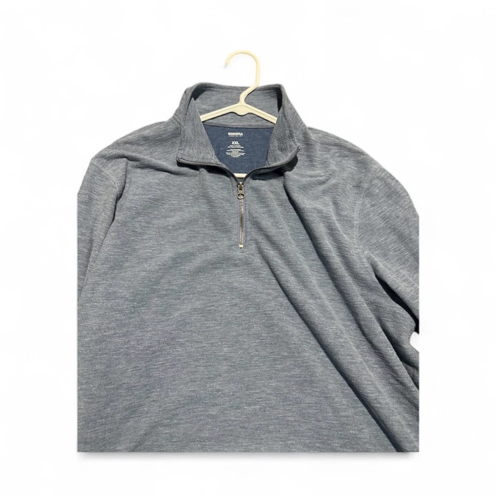 Sonoma Men's XXL Blue Quarter-Zip Fleece Sweater L/S - Picture 2 of 2